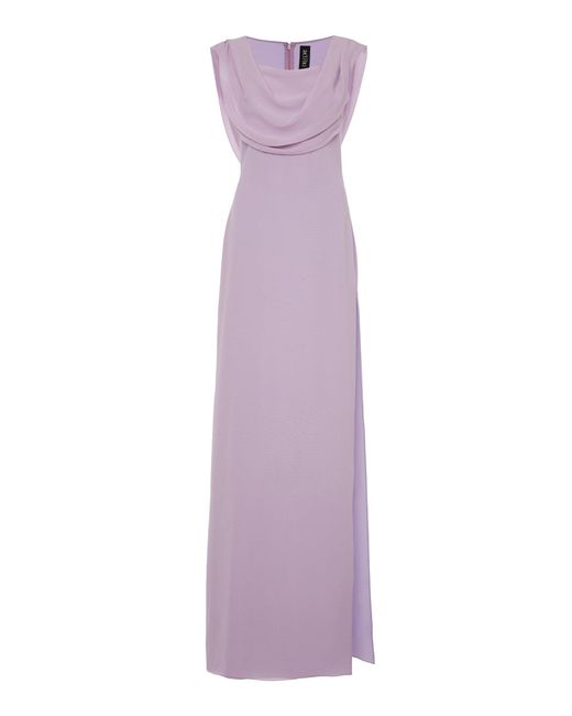 Del Core Purple Draped Silk Gown