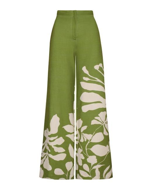 ANDRES OTALORA Green Amores Tuyos Printed Wide-leg Pants