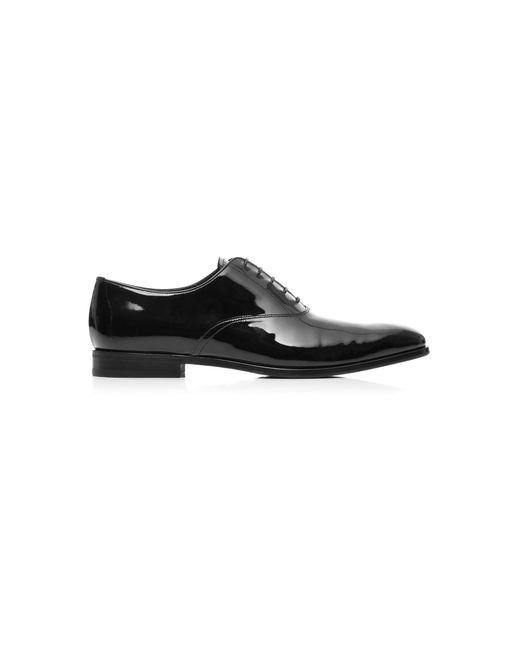 Prada Black Patent Leather Tuxedo Shoes for men
