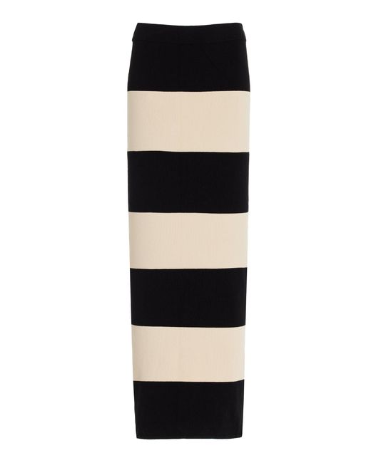 Posse Black Theo Striped Knit Maxi Skirt