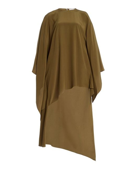 Michael Kors Green Asymmetric Silk Crepe De Chine Caftan Top