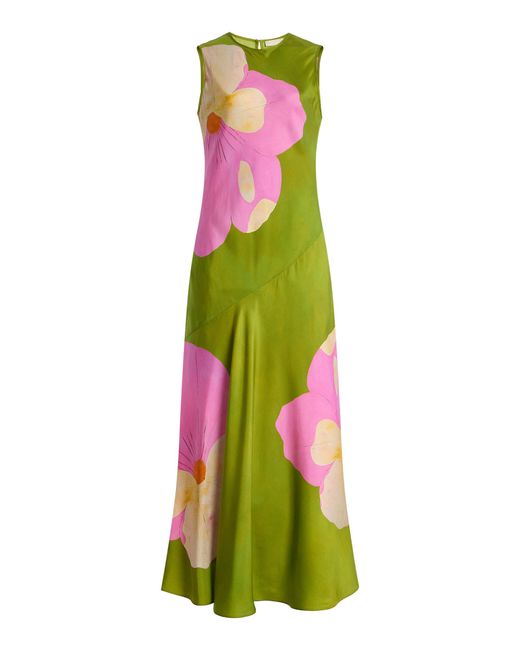 Ulla Johnson Green Gaea Printed Silk Midi Dress