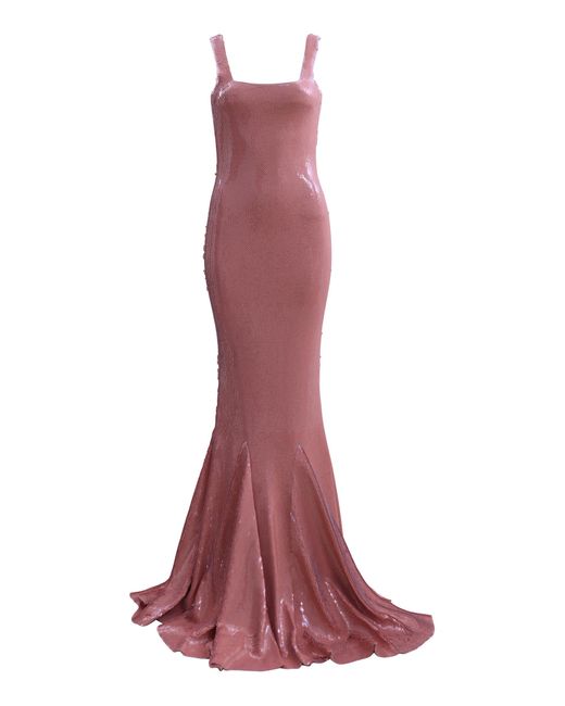 Francesca Miranda Purple Cascada Sequin Gown