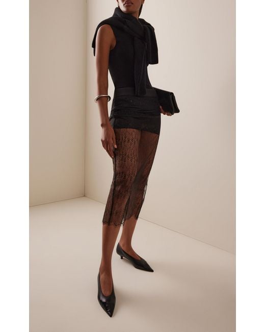 Frankie Shop Black Alrose Lace Midi Skirt
