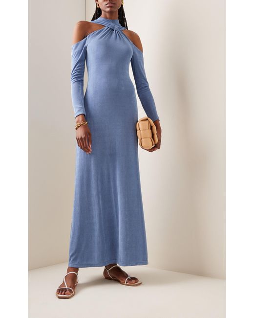 Significant Other Yara Off-the-shoulder Stretch-velvet Maxi Dress in Blue |  Lyst Australia