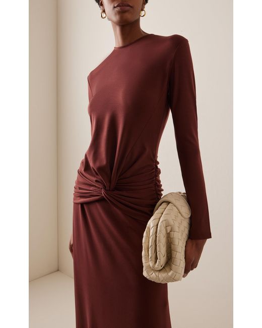 Johanna Ortiz Brown Sail Shade Twisted Midi Dress