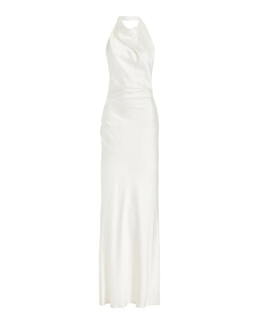 Jonathan Simkhai White Reannon Draped Satin Gown
