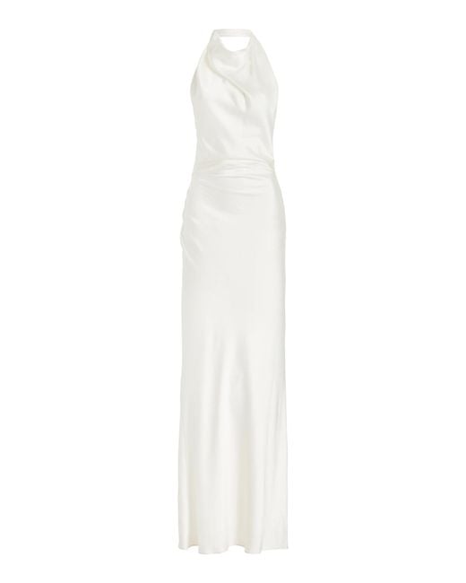 Jonathan Simkhai White Reannon Draped Satin Gown