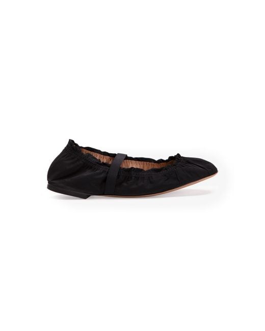 Odissi Black Flora Nylon Ballerina Flats