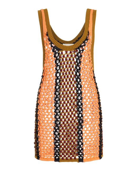 DIOTIMA Orange Dennis Marina Cotton Crystal-mesh Top