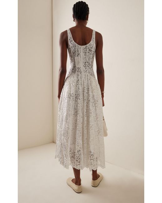 Simone Rocha White Drop-waist Metallic Lace Maxi Dress