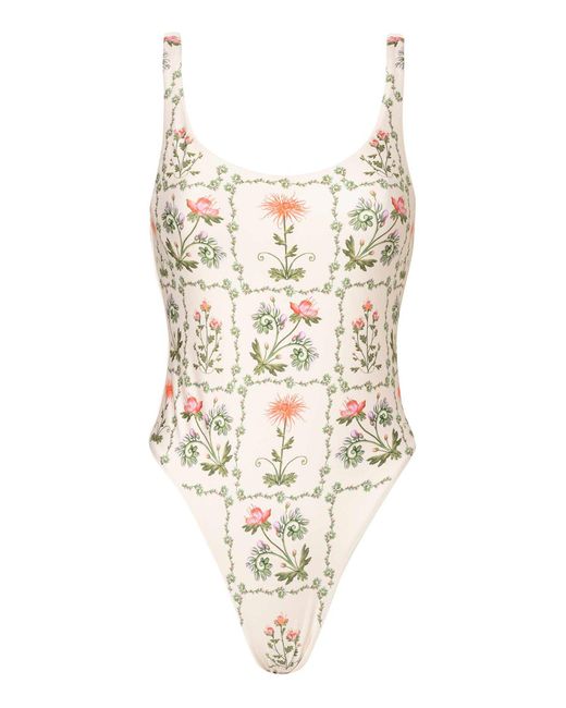 Agua Bendita White Gema Oasis Floral One-piece Swimsuit