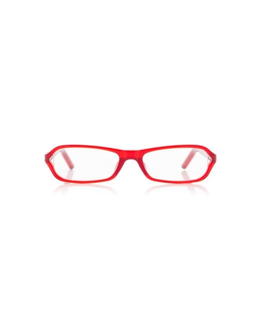 Jacquemus Red Slim Square-Frame Acetate Glasses