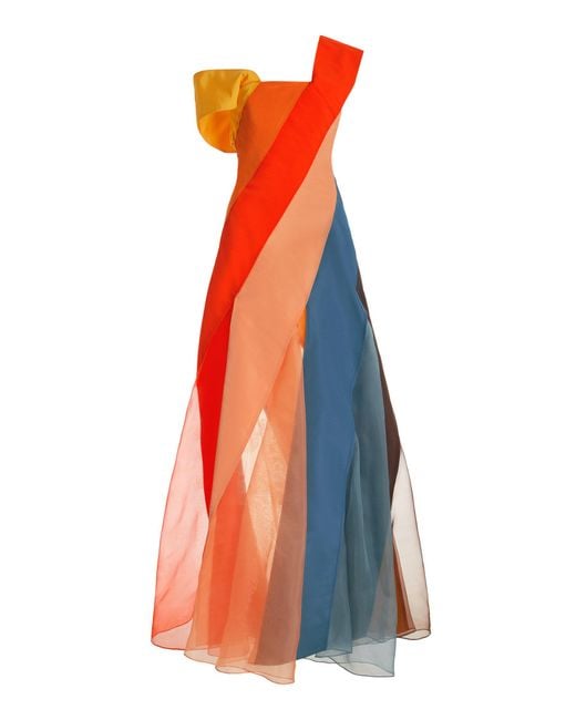 Rosie Assoulin Orange Plot Twist Silk Gown