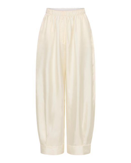 St. Agni White Twill Silk Balloon Leg Pants