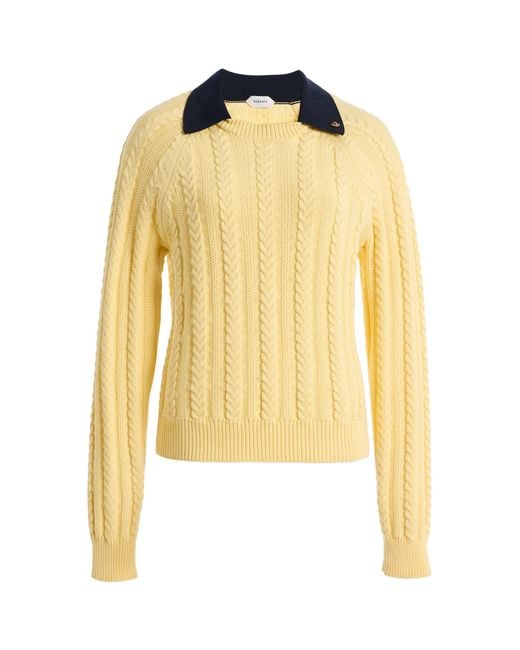 Versace Yellow Cable-Knit Cotton Sweater