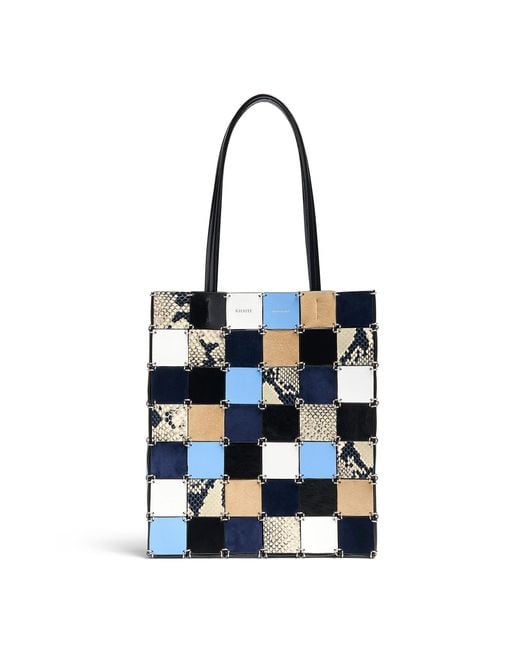 Khaite Blue Emma Small Patchwork Leather Tote Bag