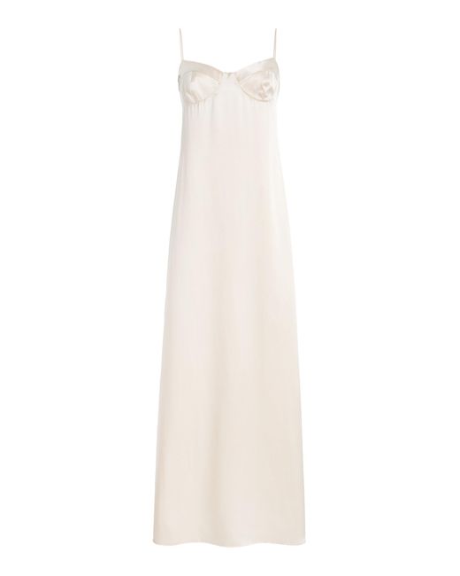 Kamperett White Exclusive Sloan Silk Maxi Slip Dress