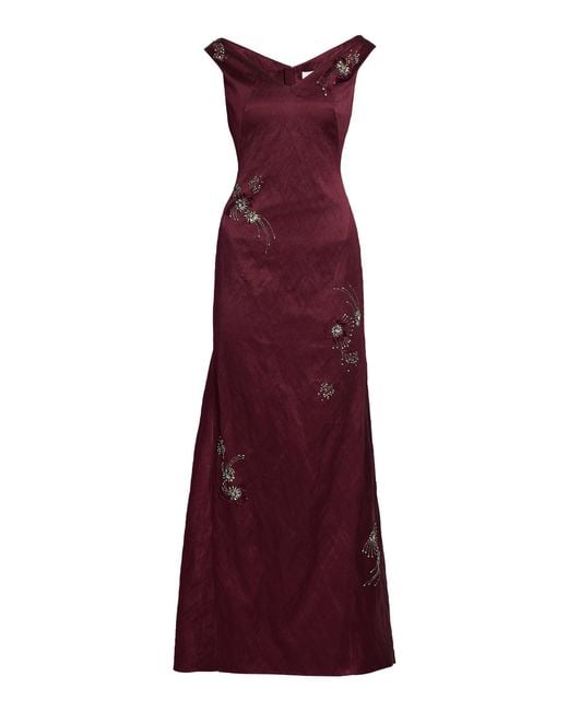 Erdem Purple Off-The-Shoulder Satin Gown