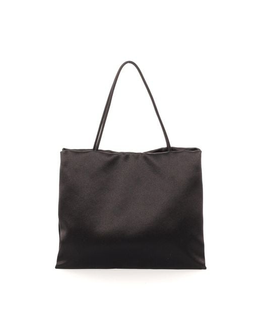 The Row Cecily Silk Satin Tote Bag in Black | Lyst