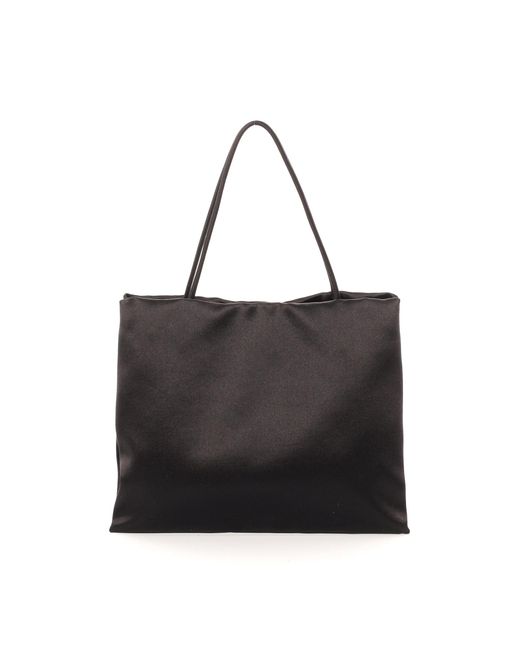 The Row Black Cecily Silk Satin Tote Bag