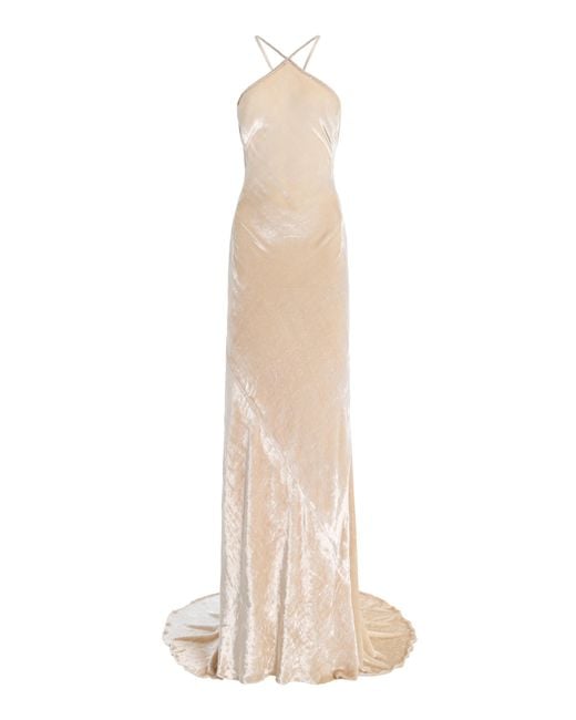 Wiederhoeft Natural Embroidered Velvet Gown