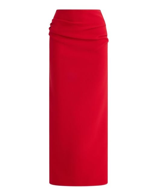 Maticevski Red Shocking Draped Crepe Maxi Skirt