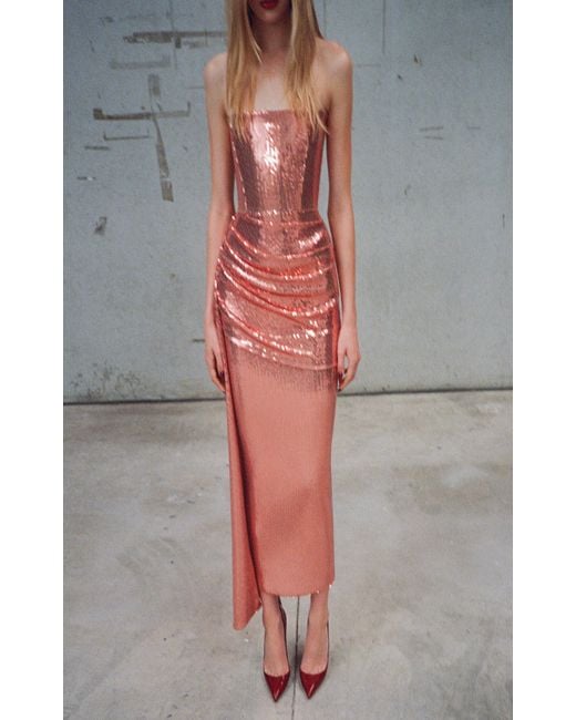 Alex Perry Multicolor Draped Sequinned Midi Dress