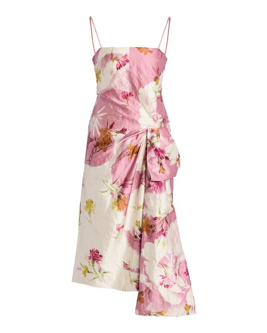 Erdem Pink Draped-Bow Midi Dress
