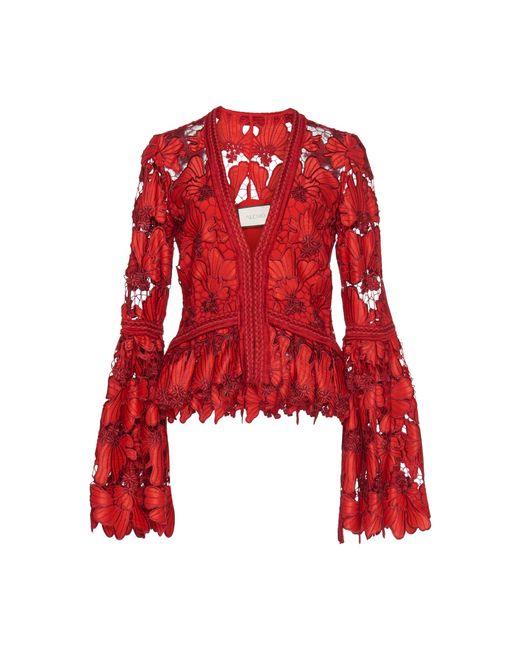 Alexis Red Vinton Bell Sleeve Lace Blouse