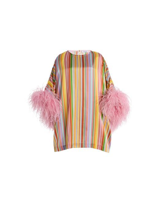 Franchise Multicolor Exclusive La Isla Daisy Feather-Trimmed Silk Caftan