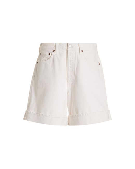 Agolde White Dame High-rise Denim Shorts