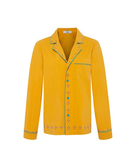 Siedres Yellow Dolly Cotton-Blend Embroidered Shirt