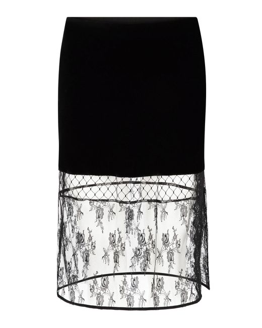 Sleeping with Jacques Black Francine Silk-Blend Lace Midi Skirt