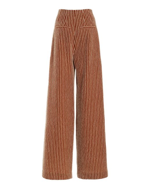 Ulla Johnson Brown Pascale Embroidered Wool-blend Wide-leg Pants