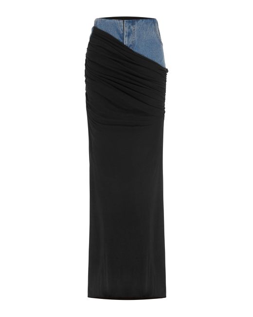 Christopher Esber Black Jersey-paneled Denim Maxi Skirt