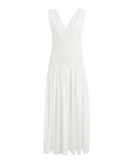 Khaite White Nola Cotton Poplin Maxi Dress