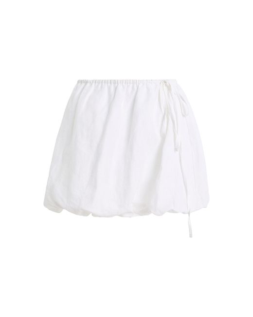 Deiji Studios White Bubble Striped Linen Top