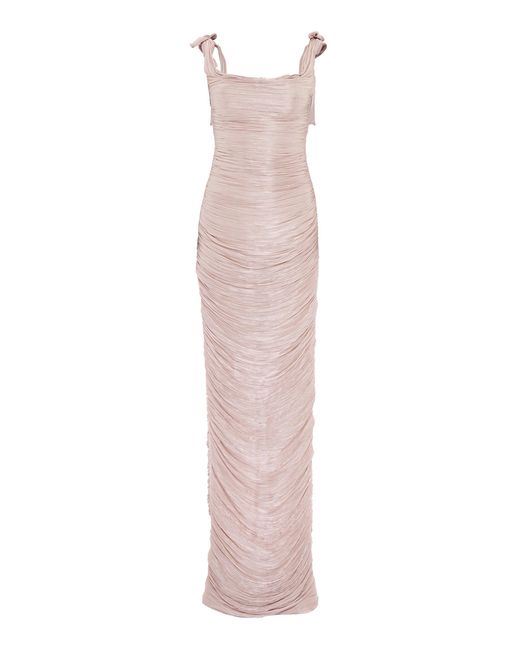 Marmar Halim Natural Ruched Silk Satin Gown