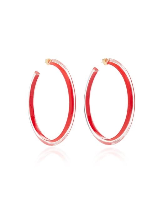 Alison Lou Red Large Jelly Lucite Hoop Earrings
