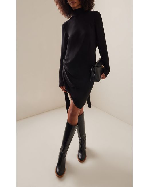 Brandon Maxwell Black The Raina Scarf-detailed Silk Midi Dress