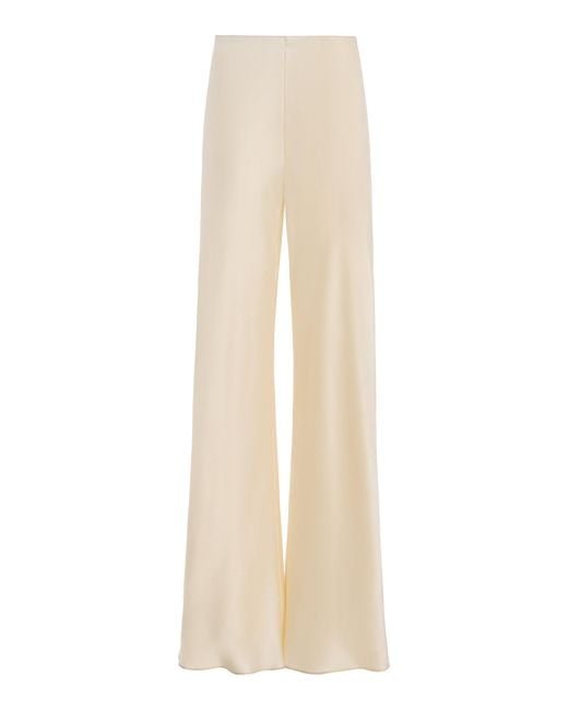 Kallmeyer White Lior Straight Leg Silk Charmeuse Pants