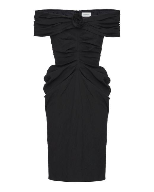 Magda Butrym Black Off-The-Shoulder Cotton-Blend Mini Dress
