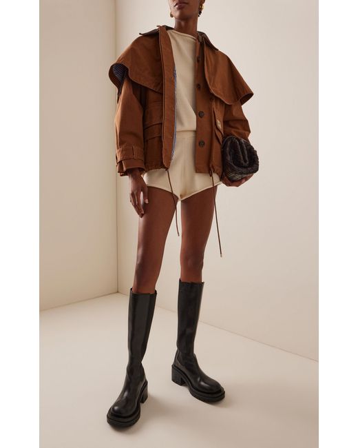 Sea Brown Carolyn Cape-Detailed Cotton Workwear Jacket