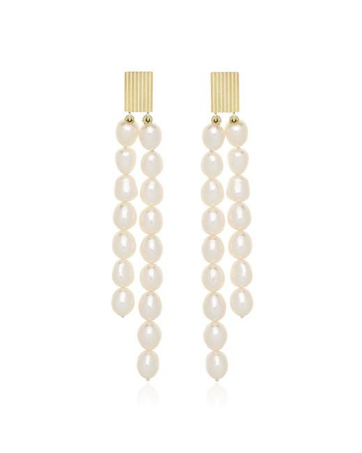 Aliita White Barra Perla Oval 9K Pearls Earrings