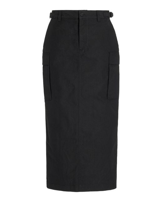 Wardrobe NYC Black Cotton Midi Cargo Skirt