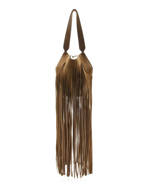 Khaite Natural Lotus Nano Fringed Suede Tote Bag