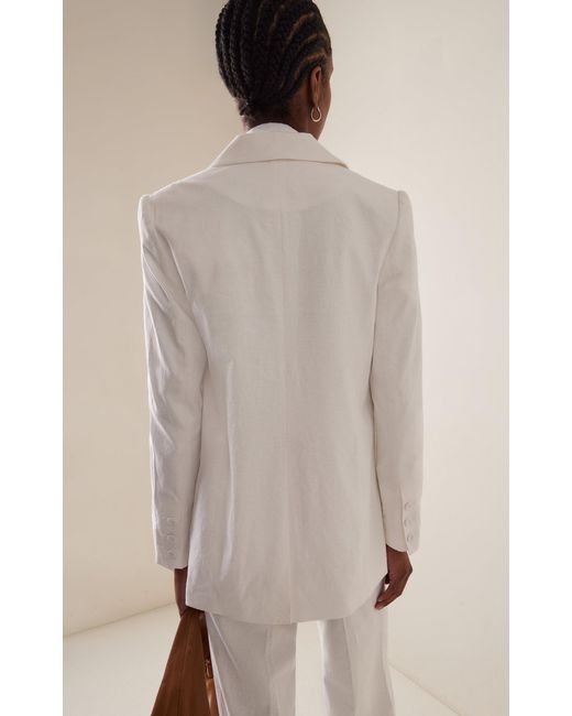 FAVORITE DAUGHTER White Exclusive Suits You Linen Blazer