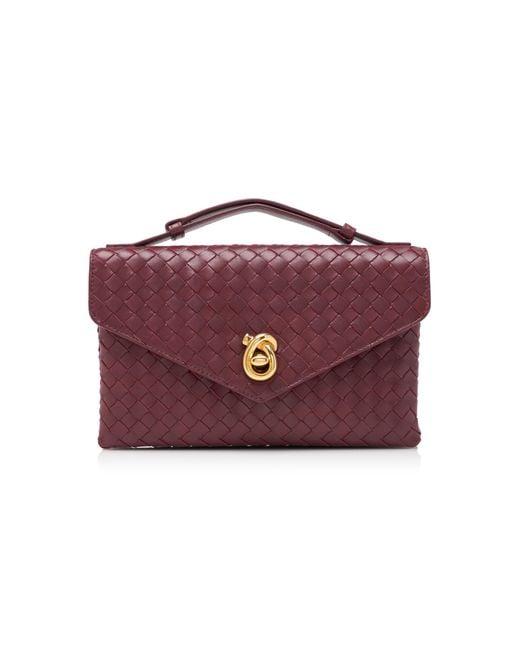 Bottega Veneta Purple Knot Lock Intrecciato Leather Bag