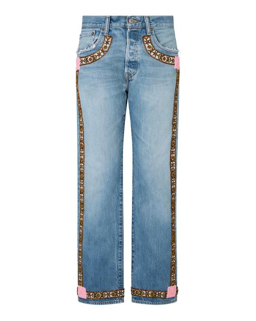 Conner Ives Blue Vintage Rigid Mid-Rise Straight-Leg Jeans